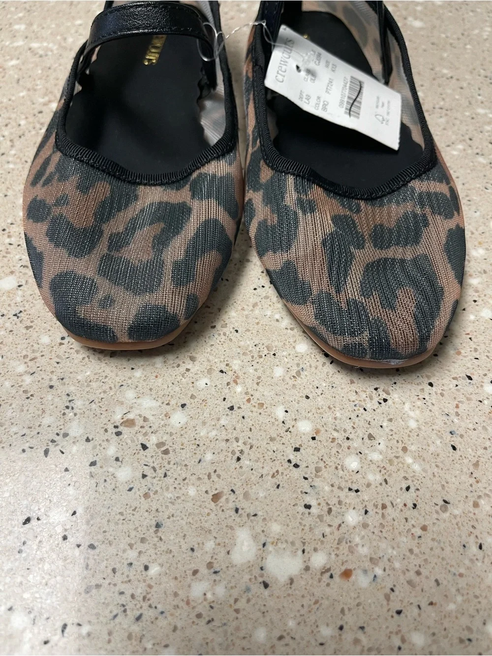 Crewcuts NWT Girls' Ballet Flats Size 13 with Straps in Leopard Print Mesh